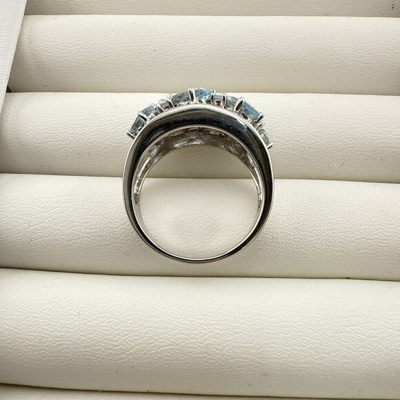 Chuck Clemency Sterling Silver Ring Blue Gemstone Oval Cluster STS size 9 QVC - Picture 9 of 14